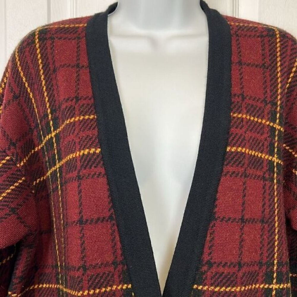 Jones New York Wool Blend Plaid Button Up Cardigan Size S fits S M - Picture 2 of 10